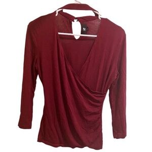 IZ Byer Top Women Medium Choker Cutout Ruched Rayon Red Babydoll Romance Y2K